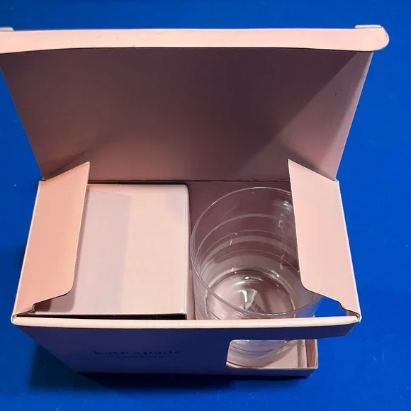 Kate Spade Hampton Street Etched Striped Whiskey Glasses Set of 2 NIB 12oz - Picture 4 of 8